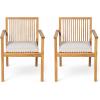 Christopher Knight Home Roxy Acacia Wood Outdoor Dining Chairs Set of 2 with Removable Cushion, Wooden Patio Dining Armchair Set, Garden Furniture Patio Chairs Set for Outdoor Dinner, Beige+Natural(Beige+natural)