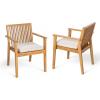 Christopher Knight Home Roxy Acacia Wood Outdoor Dining Chairs Set of 2 with Removable Cushion, Wooden Patio Dining Armchair Set, Garden Furniture Patio Chairs Set for Outdoor Dinner, Beige+Natural(Beige+natural)