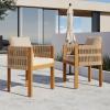 Christopher Knight Home Levi Set of 2 Outdoor Dining Chairs, Acacia Wood Patio Dining Room Chair with Waterproof Cushions, Rope-Wrapped Accents, Comfy Poolside Kitchen Chairs, Teak + Grey(Teak + Beige)