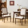 Christopher Knight Home Maria French Country Dining Chair Set of 2, Fabric Upholstered Dining Chair Set, Wooden Upholstered Kitchen Armchair, High Back Dining Room Chair, Beige+Natural