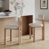 Christopher Knight Home Marin Modern Upholstered Counter Stool Set of 2, Armless Counter Height Bar Stool Set of 2 with Metal Frame, Fabric Bar Stool with Footrest for Kitchen Island, Natural+White(Natural+white)