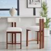 Christopher Knight Home Marin Modern Upholstered Counter Stool Set of 2, Armless Counter Height Bar Stool Set of 2 with Metal Frame, Fabric Bar Stool with Footrest for Kitchen Island, Natural+White(Walnut+white)
