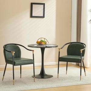 Christopher Knight Home Paula Dining Chairs Set of 2, Modern Dining Chair with Fabric Upholstery, Durable Iron Frame Kitchen Chairs with Armrest, Extra Seat for Dining Room, Black + Grey(Black + Green)