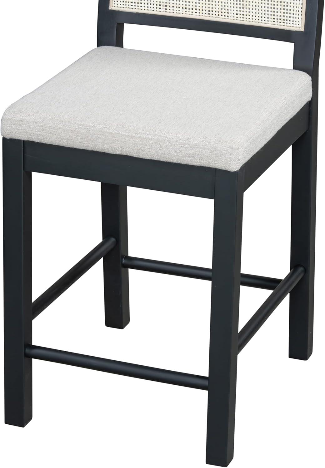 image:imageChristopher Knight Home Sona Modern Counter Stool Set of 2 Kitchen Counter Height Bar Stool Cocktail Stool with Rattan Woven Backrest Fabric Upholstered Barstools for Home Bar Table Black GrayBlack Gray