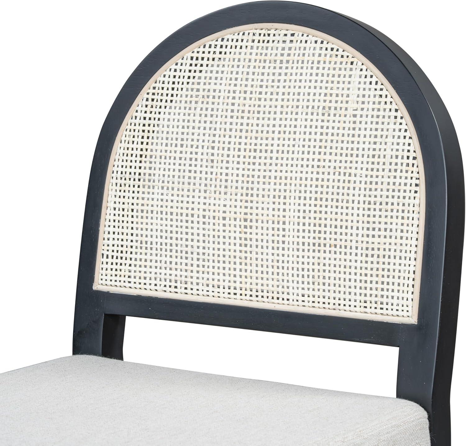 image:imageChristopher Knight Home Sona Modern Counter Stool Set of 2 Kitchen Counter Height Bar Stool Cocktail Stool with Rattan Woven Backrest Fabric Upholstered Barstools for Home Bar Table Black GrayBlack Gray