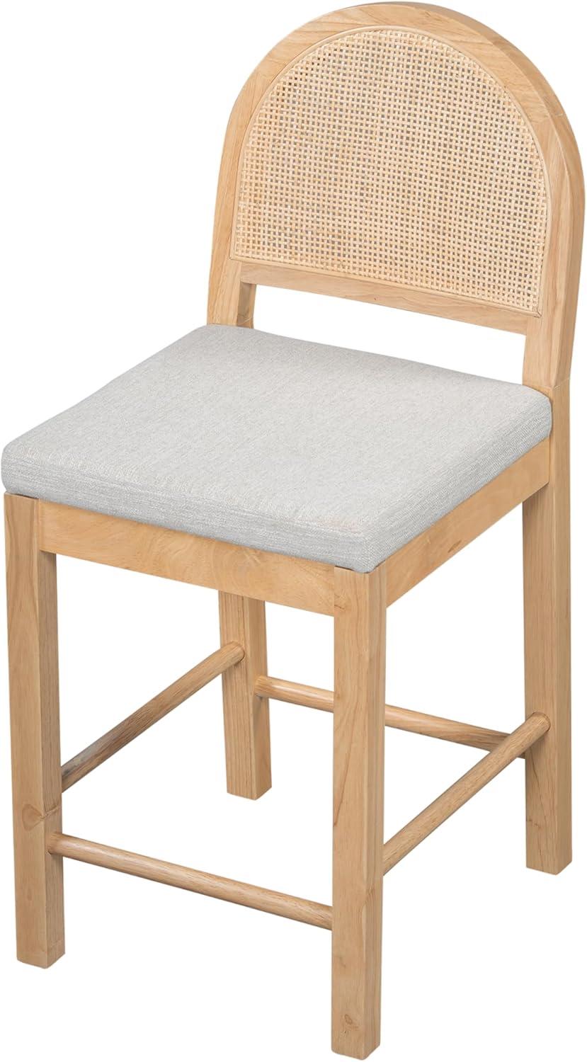 image:imageChristopher Knight Home Sona Modern Counter Stool Set of 2 Kitchen Counter Height Bar Stool Cocktail Stool with Rattan Woven Backrest Fabric Upholstered Barstools for Home Bar Table Black GrayNatural Gray