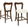 Christopher Knight Home Hayas Counter Height Bar Stools Set of 2, Armless Upholstered Kitchen Bar Chairs, Hollow Backrest Modern Counter stools for Kitchen Island Dining Room Bar, Light Ash+Beige(Walnut+beige)