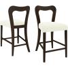 Christopher Knight Home Hayas Counter Height Bar Stools Set of 2, Armless Upholstered Kitchen Bar Chairs, Hollow Backrest Modern Counter stools for Kitchen Island Dining Room Bar, Light Ash+Beige(Dark Brown+beige)