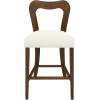 Christopher Knight Home Hayas Counter Height Bar Stools Set of 2, Armless Upholstered Kitchen Bar Chairs, Hollow Backrest Modern Counter stools for Kitchen Island Dining Room Bar, Light Ash+Beige(Walnut+beige)