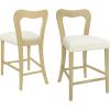 Christopher Knight Home Hayas Counter Height Bar Stools Set of 2, Armless Upholstered Kitchen Bar Chairs, Hollow Backrest Modern Counter stools for Kitchen Island Dining Room Bar, Light Ash+Beige(Light Ash+beige)