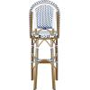 Christopher Knight Home Kinner Outdoor French Counter Height Bar Stool Set of 2, Patio Garden PE Rattan Bar Chairs, Outdoor Wicker Bar Height Stool for Kitchen Island, White+Blue
