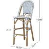 Christopher Knight Home Kinner Outdoor French Counter Height Bar Stool Set of 2, Patio Garden PE Rattan Bar Chairs, Outdoor Wicker Bar Height Stool for Kitchen Island, White+Blue