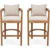 Christopher Knight Home Kuart Acacia Wood Outdoor Bar Stool Set of 2 with Cushion, Patio Armchair Set for Bar Table, Wooden Counter Height Patio Bar Stool with Footrest, Teak+Beige(Teak+beige)