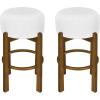 Christopher Knight Home Lera Modern Counter Height Bar Stools Set of 2, Fabric Round Stool Chair for Kitchen Island, Wooden Dining Room Chair, Upholstered Counter Stool with Footrest,Dark Walnut+Ivory(Dark Walnut+ivory)