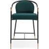 Christopher Knight Home Rugby Velvet Upholstered Counter Stool Set of 2, Metal Frame Counter Height Bar Stool with Footrest, Modern Armchair for Kitchen Island Bar Table, Black+Dark Green