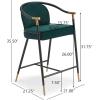 Christopher Knight Home Rugby Velvet Upholstered Counter Stool Set of 2, Metal Frame Counter Height Bar Stool with Footrest, Modern Armchair for Kitchen Island Bar Table, Black+Dark Green