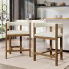 Christopher Knight Home Set of 2 Rylan Modern Fabric Upholstered Dining Room Counter Height Barstools,Kitchen Island Rubberwood Counter Stool,Armchair with Footrest+Curved Backrest,Beige+Natural(Beige+walnut)