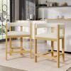 Christopher Knight Home Set of 2 Rylan Modern Fabric Upholstered Dining Room Counter Height Barstools,Kitchen Island Rubberwood Counter Stool,Armchair with Footrest+Curved Backrest,Beige+Natural(Beige+natural)