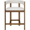 Christopher Knight Home Set of 2 Rylan Modern Fabric Upholstered Dining Room Counter Height Barstools,Kitchen Island Rubberwood Counter Stool,Armchair with Footrest+Curved Backrest,Beige+Natural(Beige+walnut)
