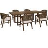 Christopher Knight Home Zcamt Modern Wooden Dining Set for 6, 7 Piece Dining Set with Armchairs, Kitchen Table Chairs Set of 6, Upholstered Chairs with Rattan Curved Back, Beige + Walnut(Beige + Walnut rattan Back)