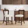 Christopher Knight Home Hayas Counter Height Bar Stools Set of 2, Armless Upholstered Kitchen Bar Chairs, Hollow Backrest Modern Counter stools for Kitchen Island Dining Room Bar, Light Ash+Beige(Walnut+beige)