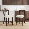 Christopher Knight Home Hayas Counter Height Bar Stools Set of 2, Armless Upholstered Kitchen Bar Chairs, Hollow Backrest Modern Counter stools for Kitchen Island Dining Room Bar, Light Ash+Beige(Dark Brown+beige)