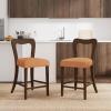 Christopher Knight Home Hayas Counter Height Bar Stools Set of 2, Armless Upholstered Kitchen Bar Chairs, Hollow Backrest Modern Counter stools for Kitchen Island Dining Room Bar, Light Ash+Beige(Walnut+caramel)