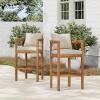 Christopher Knight Home Kuart Acacia Wood Outdoor Bar Stool Set of 2 with Cushion, Patio Armchair Set for Bar Table, Wooden Counter Height Patio Bar Stool with Footrest, Teak+Beige(Teak+beige)