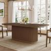 Christopher Knight Home Scout 84 Inch Dining Table for 6 People, Modern Kitchen Table with Pillar Legs, Wooden Rectangular Spacious Dinner Furniture for Dining Room, Home Office, Walnut(Walnut)