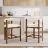 Christopher Knight Home Set of 2 Rylan Modern Fabric Upholstered Dining Room Counter Height Barstools,Kitchen Island Rubberwood Counter Stool,Armchair with Footrest+Curved Backrest,Beige+Natural(Beige+walnut)