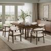 Christopher Knight Home Zcamt Modern Wooden Dining Set for 6, 7 Piece Dining Set with Armchairs, Kitchen Table Chairs Set of 6, Upholstered Chairs with Rattan Curved Back, Beige + Walnut(Beige + Walnut open Back)