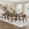 Christopher Knight Home Zcamt Modern Wooden Dining Set for 6, 7 Piece Dining Set with Armchairs, Kitchen Table Chairs Set of 6, Upholstered Chairs with Rattan Curved Back, Beige + Walnut(Beige + Walnut rattan Back)