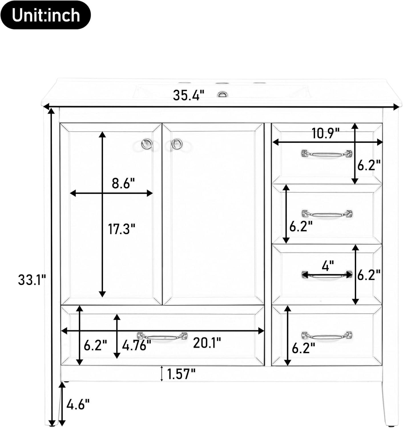 image:imageChristopher Knight Home Hubell 36 Bathroom Vanity with Ceramic Sink Freestanding Wooden Bathroom Vanity Organizer Soft Closing Door Modern Bathroom Storage Cabinet with Drawers BlueBlue