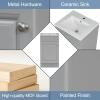 Christopher Knight Home Doreen 18″ Bathroom Vanity with Ceramic Sink, Bathroom Vanity Cabinet with Door Organizer,Wooden Bathroom Storage Cabinet with Adjustable Shelf,Pedestal Sink with Storage,Green(Grey)