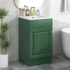 Christopher Knight Home Doreen 18″ Bathroom Vanity with Ceramic Sink, Bathroom Vanity Cabinet with Door Organizer,Wooden Bathroom Storage Cabinet with Adjustable Shelf,Pedestal Sink with Storage,Green(Green)