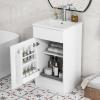 Christopher Knight Home Doreen 18″ Bathroom Vanity with Ceramic Sink, Bathroom Vanity Cabinet with Door Organizer,Wooden Bathroom Storage Cabinet with Adjustable Shelf,Pedestal Sink with Storage,Green(White)