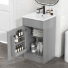 Christopher Knight Home Doreen 18″ Bathroom Vanity with Ceramic Sink, Bathroom Vanity Cabinet with Door Organizer,Wooden Bathroom Storage Cabinet with Adjustable Shelf,Pedestal Sink with Storage,Green(Grey)