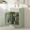 Christopher Knight Home Doreen 18″ Bathroom Vanity with Ceramic Sink, Bathroom Vanity Cabinet with Door Organizer,Wooden Bathroom Storage Cabinet with Adjustable Shelf,Pedestal Sink with Storage,Green(Mint Green)