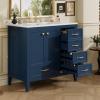 Christopher Knight Home Hubell 36″ Bathroom Vanity with Ceramic Sink, Freestanding Wooden Bathroom Vanity Organizer, Soft Closing Door Modern Bathroom Storage Cabinet with Drawers, Blue(Blue)