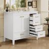 Christopher Knight Home Hubell 36″ Bathroom Vanity with Ceramic Sink, Freestanding Wooden Bathroom Vanity Organizer, Soft Closing Door Modern Bathroom Storage Cabinet with Drawers, Blue(White)