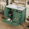 Christopher Knight Home Hubell 36″ Bathroom Vanity with Ceramic Sink, Freestanding Wooden Bathroom Vanity Organizer, Soft Closing Door Modern Bathroom Storage Cabinet with Drawers, Blue(Green)