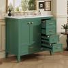 Christopher Knight Home Hubell 36″ Bathroom Vanity with Ceramic Sink, Freestanding Wooden Bathroom Vanity Organizer, Soft Closing Door Modern Bathroom Storage Cabinet with Drawers, Blue(Green)