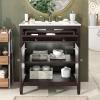 Christopher Knight Home Marge Bathroom Vanity with Ceramic Sink, Wooden Bathroom Vanity Cabinet with Adjustable Shelf, Soft Closing Door Bathroom Storage Cabinet with Tip-Out Drawer, Brown(Brown)