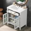 Christopher Knight Home Marge Bathroom Vanity with Ceramic Sink, Wooden Bathroom Vanity Cabinet with Adjustable Shelf, Soft Closing Door Bathroom Storage Cabinet with Tip-Out Drawer, Brown(White)
