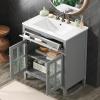 Christopher Knight Home Marge Bathroom Vanity with Ceramic Sink, Wooden Bathroom Vanity Cabinet with Adjustable Shelf, Soft Closing Door Bathroom Storage Cabinet with Tip-Out Drawer, Brown(Grey)