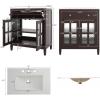 Christopher Knight Home Marge Bathroom Vanity with Ceramic Sink, Wooden Bathroom Vanity Cabinet with Adjustable Shelf, Soft Closing Door Bathroom Storage Cabinet with Tip-Out Drawer, Brown(Brown)