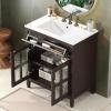 Christopher Knight Home Marge Bathroom Vanity with Ceramic Sink, Wooden Bathroom Vanity Cabinet with Adjustable Shelf, Soft Closing Door Bathroom Storage Cabinet with Tip-Out Drawer, Brown(Brown)