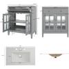 Christopher Knight Home Marge Bathroom Vanity with Ceramic Sink, Wooden Bathroom Vanity Cabinet with Adjustable Shelf, Soft Closing Door Bathroom Storage Cabinet with Tip-Out Drawer, Brown(Grey)