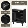 Christopher Knight Home Morry Bathroom Vanity with Ceramic Sink, Freestanding Bathroom Storage Cabinet with Door Shelf+Drawer, Wooden Vanity Organizer, Pedestal Sink Storage Cabinet, Green(Black)