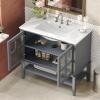 Christopher Knight Home Narrot Modern 36″ Bathroom Vanity with Ceramic Sink, Wooden Bathroom Vanity Organizer with Adjustable Shelf, Soft Closing Door Bathroom Storage Cabinet, Gray(Grey)